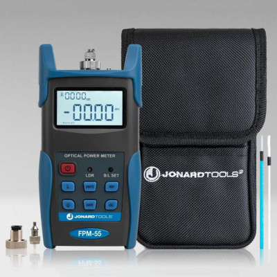 Измеритель оптической мощности Jonard FPM-55 с памятью, InGaAs -50 +26 дБм, 850 - 1650 нм (8 длин волн) c адаптерами FC, SC, LC